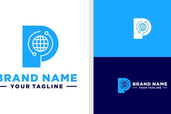 LETTER P LOGO NETWORK INTERNET EDITABLE