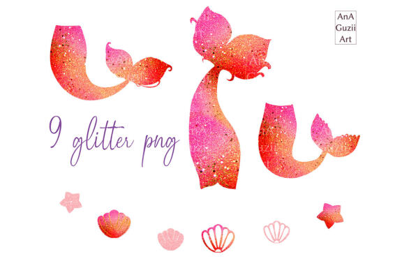 Watercolor mermaid tail clipart