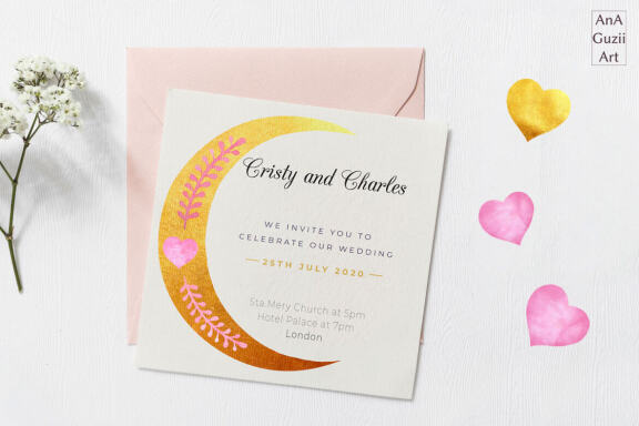 Watercolor Love Moon png clipart
