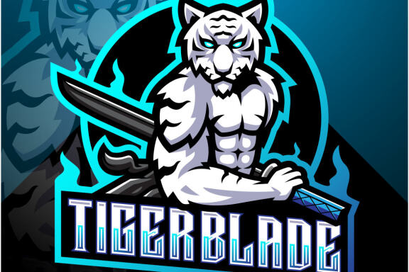 White Tiger With Blade Esport Mascot 
