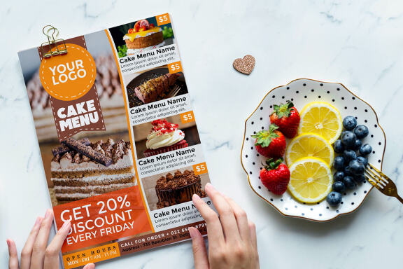 Cake Menu flyer template