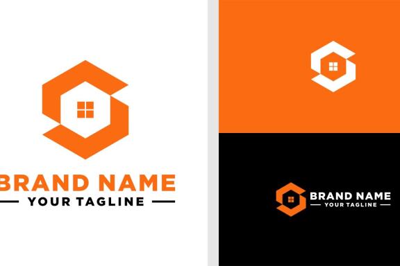 LETTER S LOGO HOUSE HEXAGONAL EDITABLE