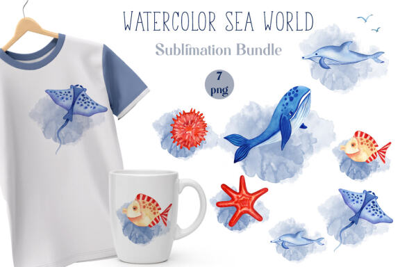 Watercolor Sea World Sublimation Bundle