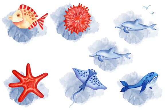 Watercolor Sea World Sublimation Bundle