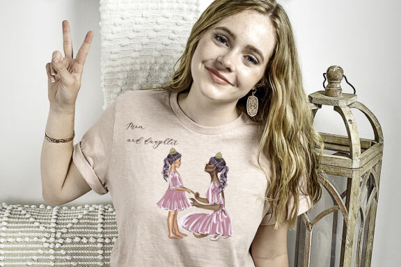 Mother and daughter clipart
