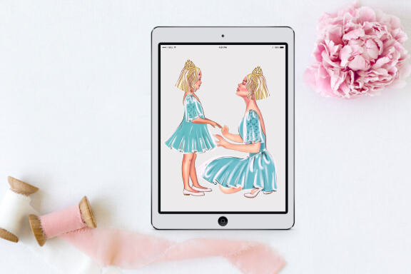Mother and daughter clipart