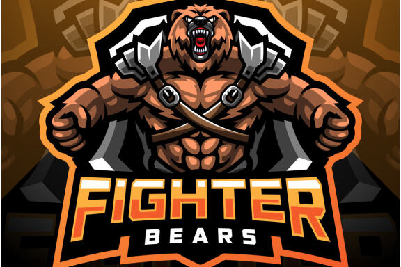Bear Fighter Esport Mascot 