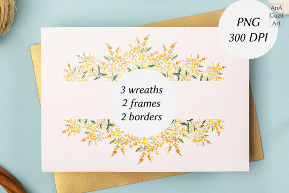 Watercolor Mimosa Frames clipart 