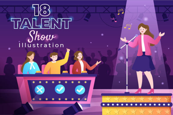 18 Talent Show and TV Quiz Illustration