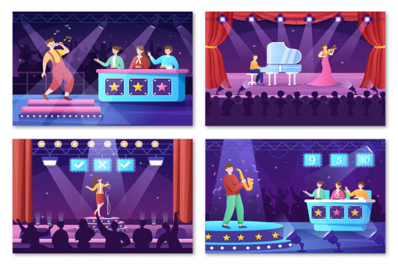 18 Talent Show and TV Quiz Illustration