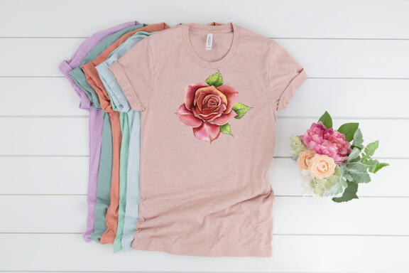 Watercolor garden flowers, hydrangea, roses, tulips