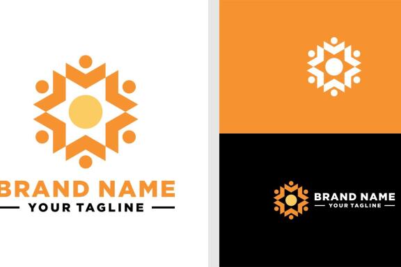 PEOPLE LOGO SUN GEOMETRIC MODERN EDITABLE