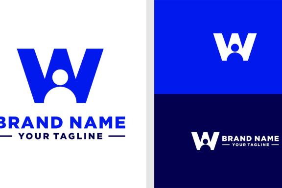 LETTER W LOGO PEOPLE NEGATIVE SPACE EDITABLE