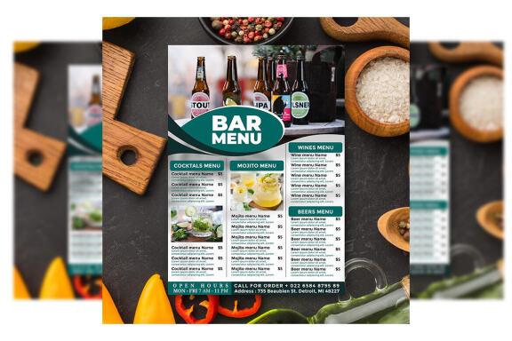 Bar Menu flyer template