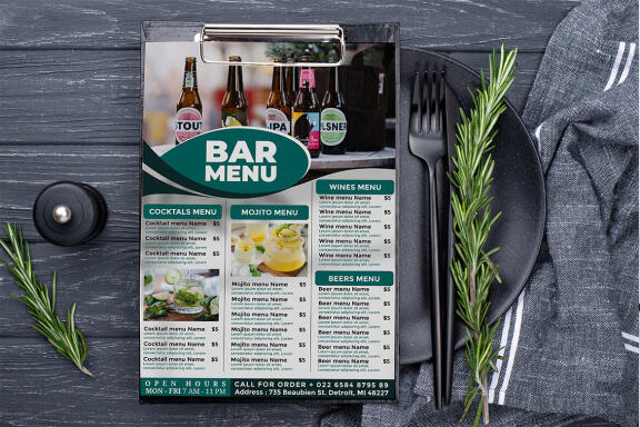 Bar Menu flyer template