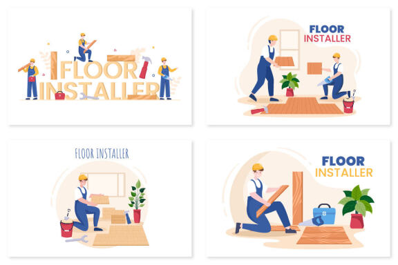 8 Floor Installation Cartoon Illustration