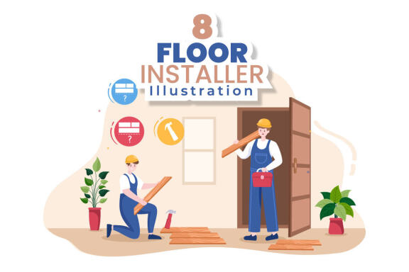 8 Floor Installation Cartoon Illustration