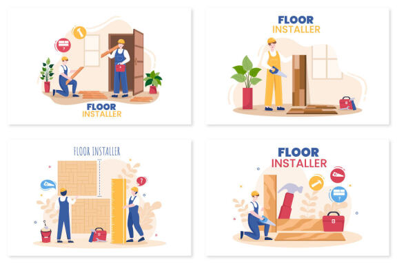 8 Floor Installation Cartoon Illustration