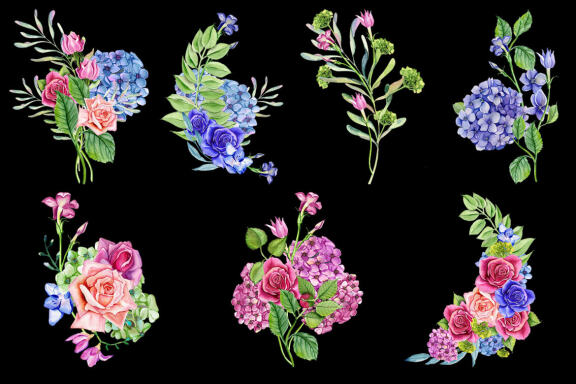 Floral Bouquets Clipart. Sublimation PNG