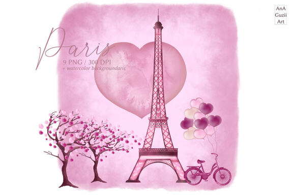 Watercolor Paris Clipart.