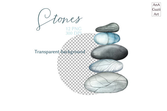 Watercolor stones clipart