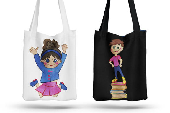 Watercolor back to school clip art, children boys and girls
