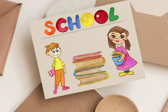 Watercolor back to school clip art, children boys and girls