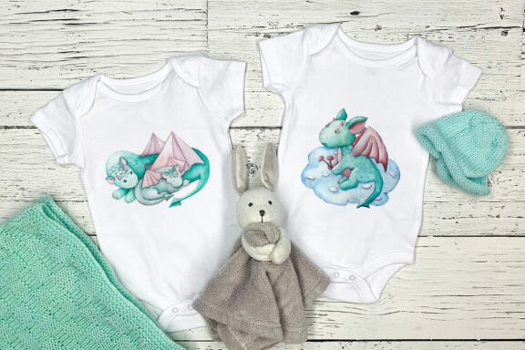 Dragons watercolor clipart - Sublimation designs