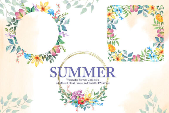 Watercolor Summer Flowers Collection