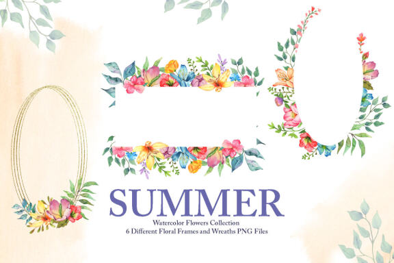 Watercolor Summer Flowers Collection