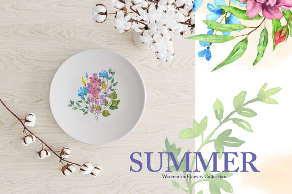 Watercolor Summer Flowers Collection