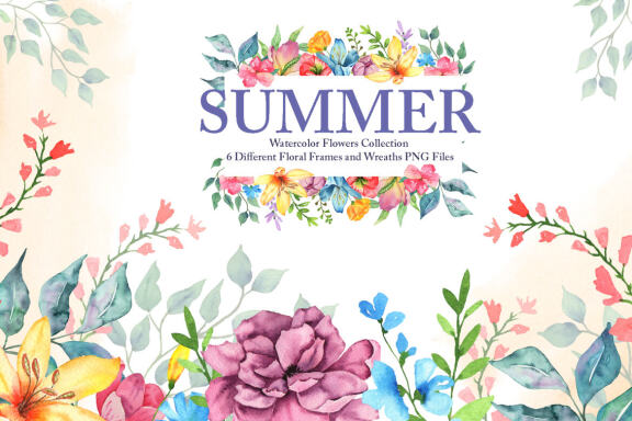 Watercolor Summer Flowers Collection