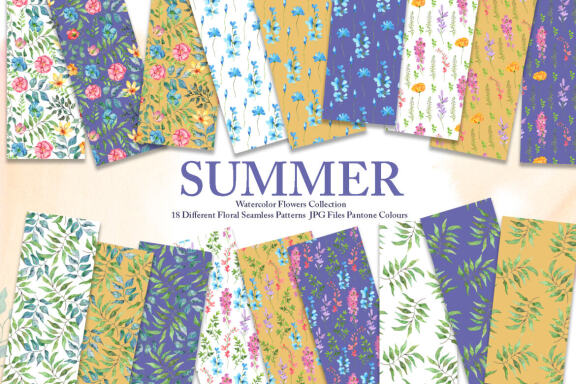 Watercolor Summer Flowers Collection