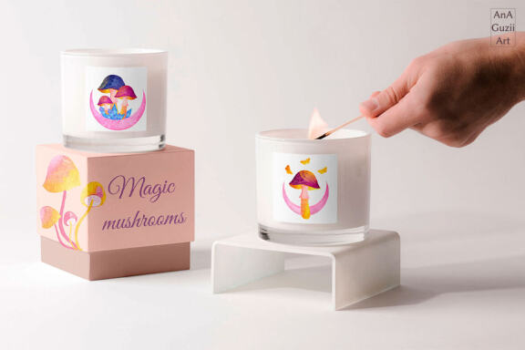 Watercolor Magic Mushroom clipart