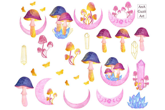 Watercolor Magic Mushroom clipart