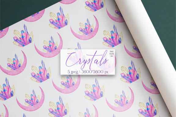 Watercolor Crystal Seamless Digital Papers