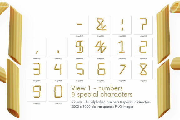 Penne Pasta - 3D Lettering