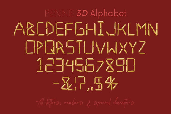 Penne Pasta - 3D Lettering