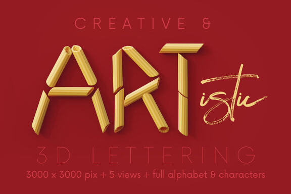 Penne Pasta - 3D Lettering