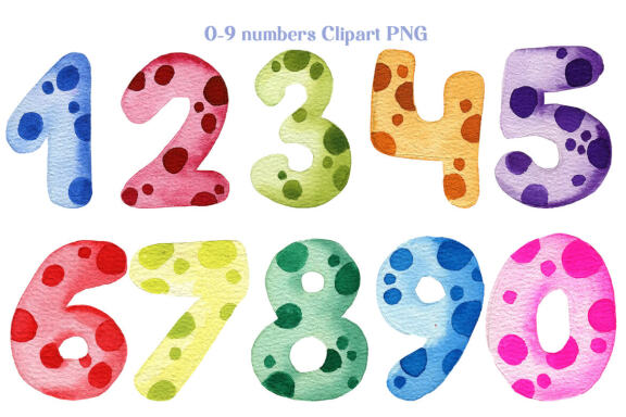  Set of numbers 0-9 Clipart PNG