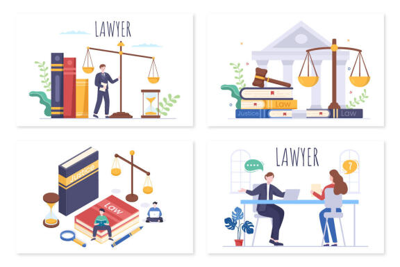 14 Lawyer, Attorney and Justice Illustration