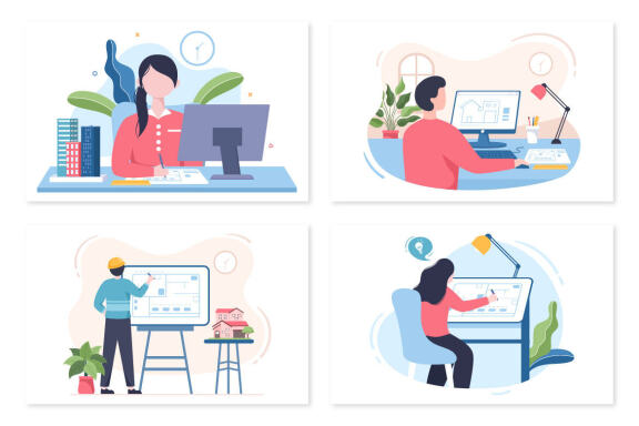 16 Architect or Engineer Illustration