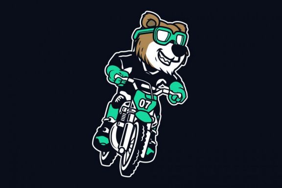 2 Bear Motorcycle Cartoon Character