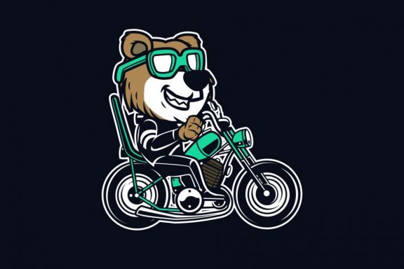 2 Bear Motorcycle Cartoon Character