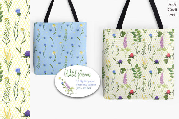 Watercolor Wildflowers Digital Paper