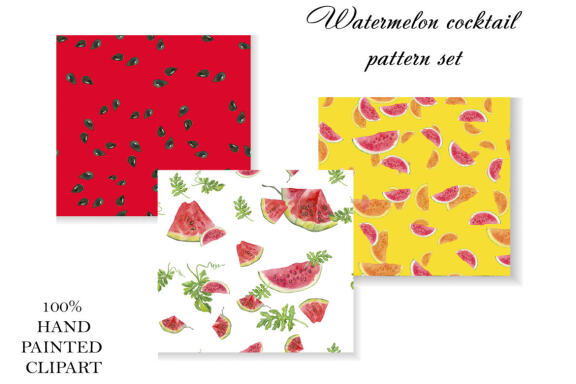 Watermelon pattern pink and green digital paper, summer pattern