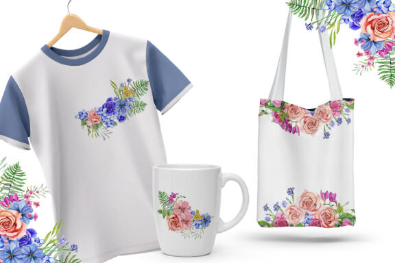 Floral Bouquets Clipart. Sublimation PNG