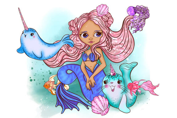 Mermaids & Friends. Underwater world