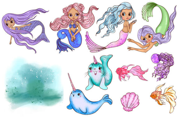 Mermaids & Friends. Underwater world