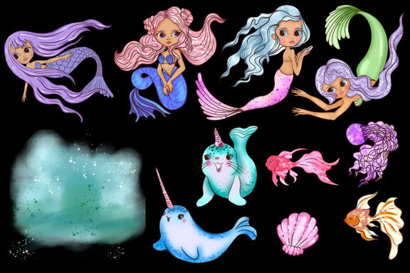 Mermaids & Friends. Underwater world